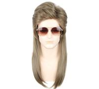 LeMarnia 80s Men's Light Golden Brown Mullet Wig Halloween Costume Party Wig