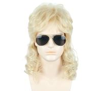 Lemarnia 80s Mullet Wigs Blonde for Men Long Straight Halloween Costume Rocker Wig