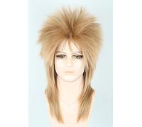 LeMarnia 80s Unisex Adult Tan Spiked Mullet Wigs Heavy Metal Punk Rock Wig Halloween Costume Funny Wig