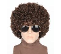 LeMarnia Men's Dark Brown 70s Afro Wig Disco Rock Party Halloween Costume Wig