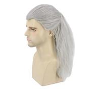 LeMarnia Men's Long Curly Grey Wig Wizard Wigs Halloween Cosplay Costume Wig