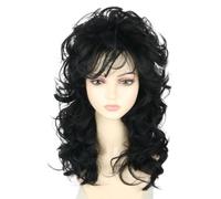 LeMarnia Women's Black Long Curly Beehive Wigs 70s 80s Fashion Singer Wigs Halloween Costume Party Wig