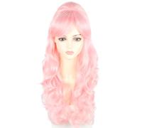 LeMarnia Women's Vintage Wig Pink Long Curly Beehive Wigs Drag Queen Wig Halloween Costume Cosplay Wigs