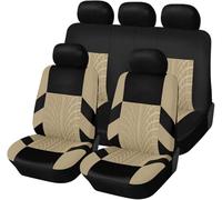 LEMAS Car Seat Cover Sets for FIat Grande Punto 2006 2007 2008 2009 2010 2011 2012, 5 Seats Full Surround Seat Protector Comfortable and Breathable Interior Accessories,E-Beige