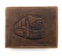 Lemasi Men's Genuine Leather Wallet Made of Hunter Leather Dark Brown with Embossed Motif, RFID Protection, Compact Wallet with Card Slots, Coin Compartment and Gift Box, coach, klassich, Casual