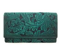 Lemasi Women's Leather Wallet with RFID Protection - Wallet Made of Hunter Buffalo Leather - Large Wallet with Flowers Embossing - 8 Card Slots 3 Note Compartments Coin Compartment - Women's Genuine