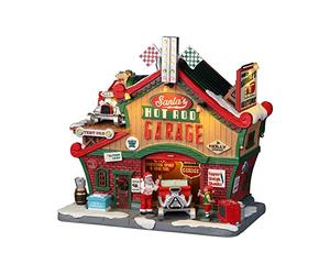 Lemax 25863-UK Santa's Wonderland Lighted Buildings: Santa's Hot Rod Garage