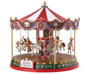 Lemax 35558-UK Carnival Sights & Sounds: The Grand Carousel | Carousel Revolves, Horses Rise & Fall | Tabletop Accent Piece | Christmas Village Display, Fits Benches & Shelves