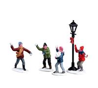 Lemax Christmas Figurine - Set of 4 Xmas Festive Snowball Fight Mini Figures