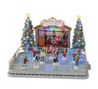 Lemax Christmas Village Christmas Grove Skating Rink Battery Operated Led -14870
