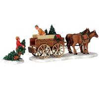 Lemax Christmas Village Christmas Tree Wagon Set Of 2-43451