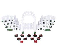 Lemax Christmas Village Plastic Arbor And Picket Fences W/Decorations Set Of 20 - 04233