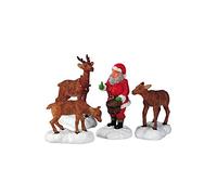 Lemax Christmas Village Santa Feeds Reindeer Set Of 4-52146