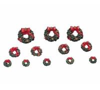 Lemax Christmas Village Wreaths with Red Bow - Set of 12-34957