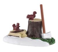 Lemax Decoration Axe and Logs, Christmas Cake Decorating Animals Squirrel babies