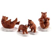 Lemax Decoration Bear Family, Christmas Cake Decorating Animals,Set of 4 Figures
