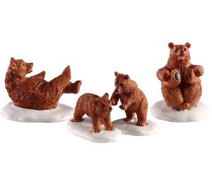 Lemax Decoration Bear Family, Christmas Cake Decorating Animals,Set of 4 Figures