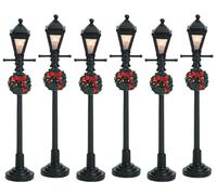 Lemax Decoration,Gas Lantern Street Lamp, Christmas Decorating, Lighted Set of 6