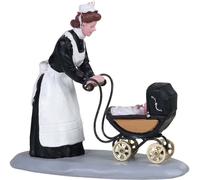 Lemax Decoration Nanny, Christmas Village Decorating Figure Victorian Pram, Baby