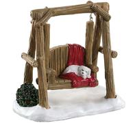Lemax Decoration Rustic Log Swing, Christmas Cake Decorating Animals Dog Snow