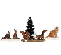 Lemax Decoration Woodland Animals, Christmas Cake Decorating, Set of 4 Figures