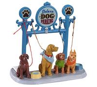 Lemax Dog Parking Sculpture, White, Polyresin, Table Accents, Farmhouse, Christmas