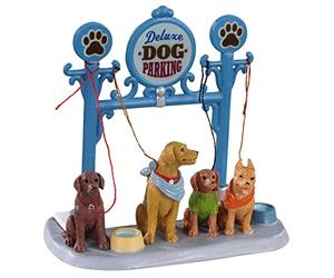 Lemax Dog Parking Sculpture, White, Polyresin, Table Accents, Farmhouse, Christmas