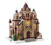 Lemax Grace Cathedral #45255 - Porcelain Cottage Christmas Sculpture with Lighted Building & Luminations - Red, Green