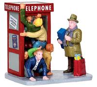 Lemax Occupied Red Phone Box 23946 - Model Village Figures (Collectors Model, Retired), Holidays and Seasons Villlage