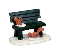 Lemax Park Bench In Winter Figurine - White, Blue - Resin - Tabletop - Christmas, Winter Village