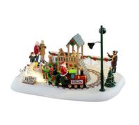 LEMAX Moving Train with Santa Claus and LED Lights "Puppy Play Park" H15.5 x 23.5 x 17.8 cm