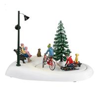 Lemax Snowbiking With Dad Table Accent Vail Village Christmas 34087