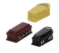 Lemax Spooky Town 3pcs Coffins - Halloween Figurine Set - Brown