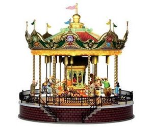 LEMAX SUNSHINE CAROUSEL (14325 UK) - Animated Moving Carousel + Sound - Unit revolves & animals rise and fall - UK Mains Power Adapter Included