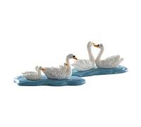 Lemax Swans Set Of 2 - White Polyresin Figurine Pair
