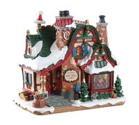 LEMAX The Claus Cottage - Santa's Wonderland Collection - Polyresin Porcelain Lighted Village House - White - Tabletop Decoration