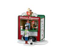Lemax Two Piece Set "Cocoa Express" Illuminated Resin Kiosk H12.8 x 11.7 x 7.7 cm