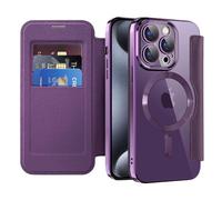 LEMAXELERS Case for Apple iPhone 15 Pro 6.1" Compatible with Magsafe, Shockproof Full Protective Flip Folio Wallet Case with RFID Blocking Card Slot PU Leather Cover for iPhone 15 Pro, Purple WD
