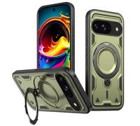 LEMAXELERS Case for Google Pixel 9A Compatible With Magsafe Magnetic Case with 360° Rotatable Ring Phone Stand Heavy Duty Rugged Shell Shockproof Cover for Google Pixel 9A Green TH