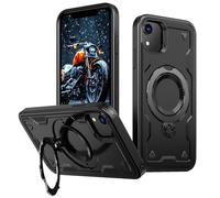 LEMAXELERS Case for iPhone XR Compatible With Magsafe Magnetic Case with 360° Rotatable Ring Phone Stand Heavy Duty Rugged Case Shockproof Protection Cover for iPhone XR Black TH