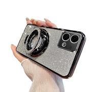 LEMAXELERS Case for Motorola Moto G13, Transparent Glitter Phone Case with Kickstand Ring, Anti Scratch TPU Shockproof Protective Bumper Cover for Moto G13, Black DS
