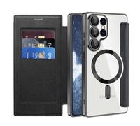 LEMAXELERS Case for Samsung Galaxy S24 Ultra, Compatible with Magsafe, Premium Flip Leather Card Slots with RFID Blocking Shockproof Protective Clear Cover for Samsung Galaxy S24 Ultra, Black WD