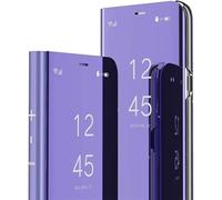 LEMAXELERS Cover for Samsung Galaxy S26 Cell Phone Case Kickstand Shockproof Flip Cover Clear View Mirror Back Soft PU Leather & Hard Anti-Scatch Protective Case for Samsung Galaxy S26 Purple QH.