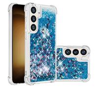 LEMAXELERS Glitter Case for Galaxy S25 FE Clear Flowing Liquid Quicksand Sparkly Bling Soft TPU Bumper Shockproof Protective Phone Cover for Samsung Galaxy S25 FE. YBL Love Blue
