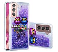 LEMAXELERS Glitter Case for Samsung S25 3D Glitter Cute Case Floating Liquid Shiny Bling Transparent Silicone TPU Shockproof Protective Bumper Cover for Galaxy S25,XYLS Blue-Violet CP Birds