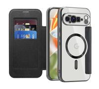 LEMAXELERS Magnetic Case for Google Pixel 10 Pro XL, Compatible with MagSafe, with Card Slots RFID Blocking Shockproof Protective Clear Phone Cover for Google Pixel 10 Pro XL, Black WD