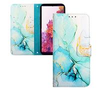 LEMAXELERS Nokia C21 Plus Phone Case, PU Leather Flip Wallet Case with Magnetic Stand, Card Slot, Marble Green