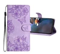 LEMAXELERS Phone Case for Samsung A41 Wallet Flip Cover with Card Holders Kickstand and Wrist Strap Magnetic Closure Premium Leather Cover for Galaxy A41 Butterfly Purple XYYH.