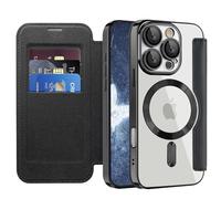 LEMAXELERS Wallet Case for iPhone 13 Pro Max 6.7" Compatible with Magsafe with RFID Blocking Card Slot Transparent TPU Back Shockproof Phone Cover for Apple iPhone 13 Pro Max 6.7", Black WD