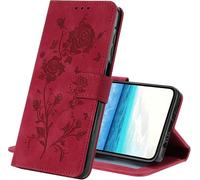 LEMAXELERS Wallet Case for Samsung A33 5G Cover Rose Pattern Flip Case with Card Slots Magnetic Closure Kickstand Shockproof Protective Shell Leather Cover for Samsung Galaxy A33 5G Red XYMG
